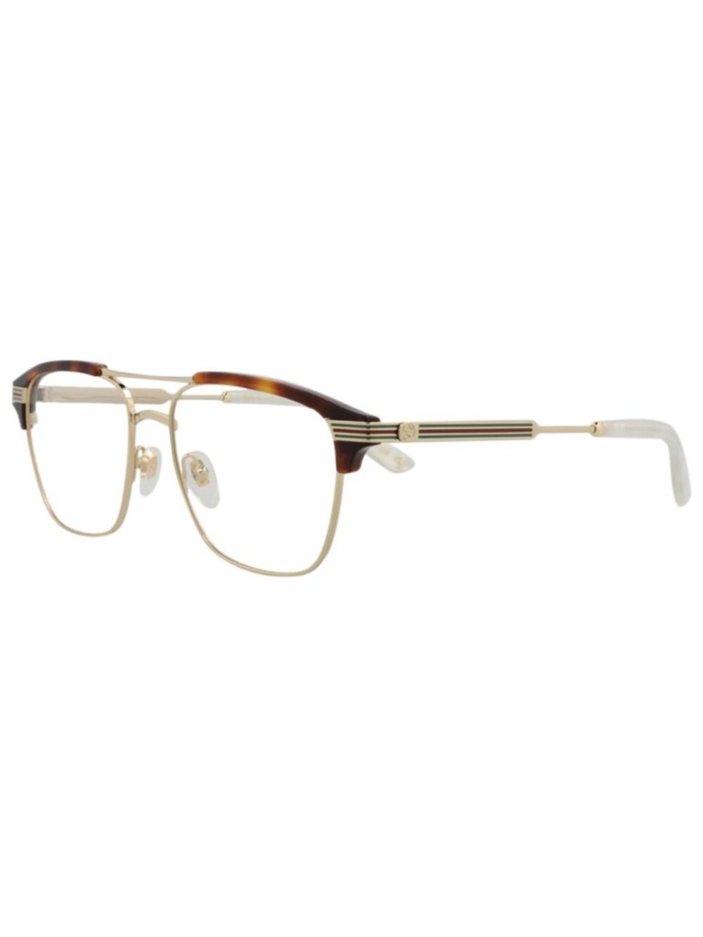 New Gucci Women's Eyeglasses Square Rectangle Metal Frame Mens Gold Gold